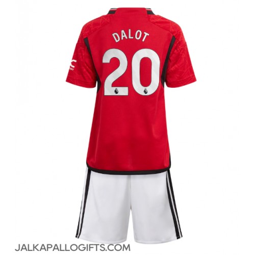 Manchester United Diogo Dalot #20 Koti Peliasu Lasten 2023-24 Lyhythihainen (+ Lyhyet housut)